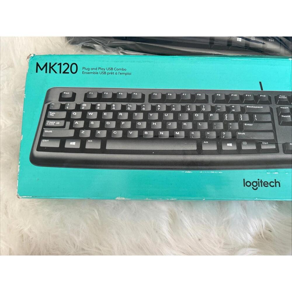 Logitech MK120 Plug & Play USB Keyboard & Mouse Black New Open Box Tested Works - Picture 2 of 7